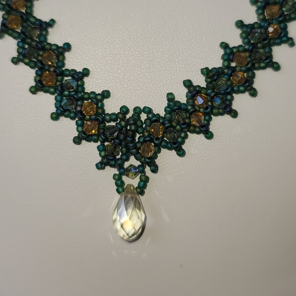 Beaded Custom Handwoven Crystal Necklace - Picture 2 of 7
